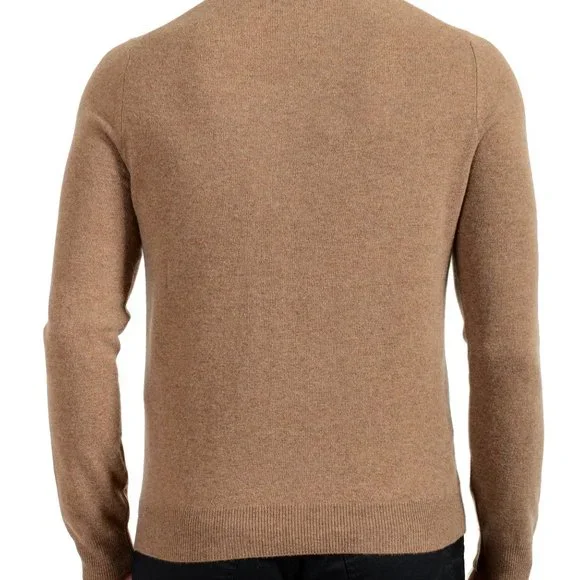 Malo Optimum Men's Light Brown Wool Cashmere Mockneck Pullover Sweater